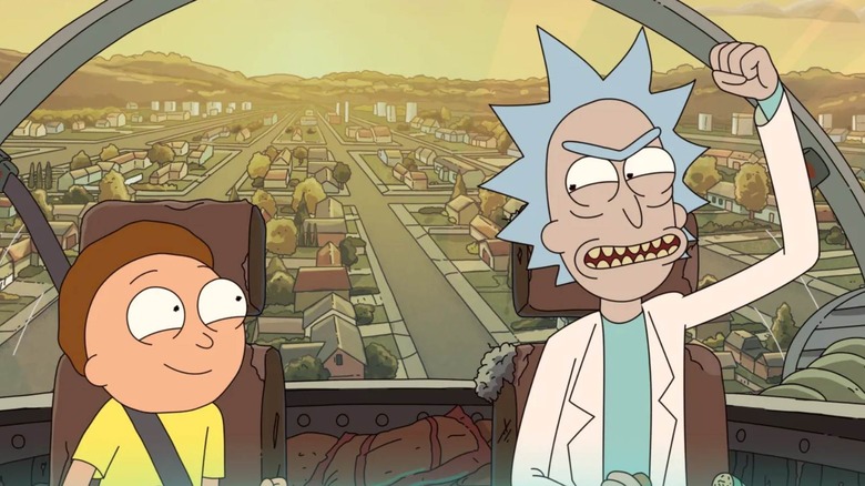Rick and Morty in Rick's ship