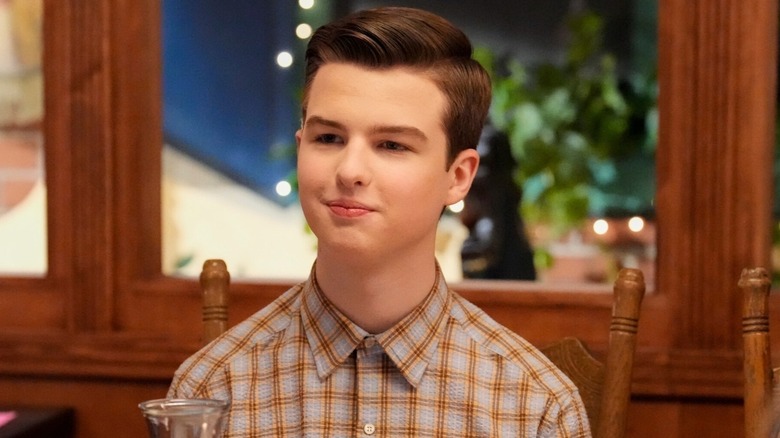 Iain Armitage's Sheldon Cooper looking happy on Young Sheldon